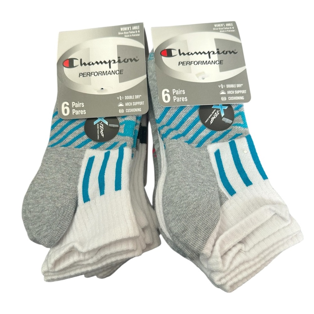 Champion Multi Color Athletic Socks with Cushioning 6 Pk x 2